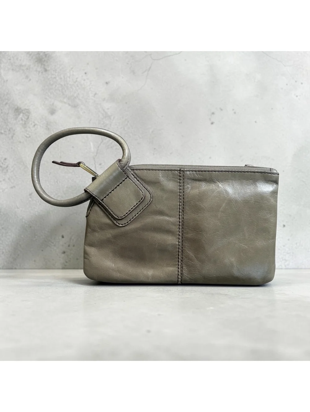 Hobo Olive Green Leather Wristlet Clutch